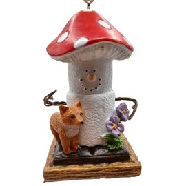 OnHoliday S'More Nature Mushroom Cap on Head with Red Fox Hanging Christmas Tree Ornament