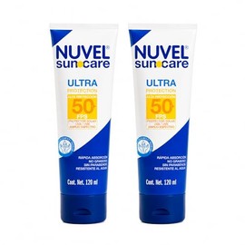 Nuvel Protector Solar Corporal y Facial FPS 50+, 2 Piezas | Duo Pack | Bloqueador Solar con Amplio Espectro UVA/UVB | Resistente al Agua, Rápida Absorción, No Graso, Sin Parabenos | Protector Solar para Todo Tipo de Piel | 120 ml