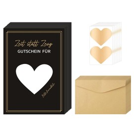 Mivanta Set of 12 Scratch Cards to Write Yourself with Scratch Stickers and Envelopes, Scratch Cards with Envelopes, Gift Idea for Time Together, Black and Gold Design