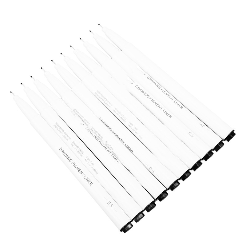 10Pcs 0.5mm Micro Line Pens Excellent Black Inks Smoother Writing