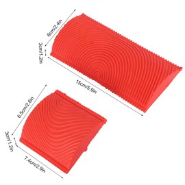 HERCHR 2Pcs Wood Graining Painting Tool, Rubber Empaistic DIY Wall Decoration Red