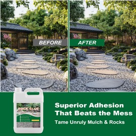 WEYSTOM Rock Glue for Landscaping - Mulch Glue, Concentrated Formula for Pea Gravel, Mulch, Rocks, Decorative Stone | Non-Toxic, Fast-Drying, Water-Permeable | Mix with Water for Use