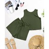 Ficerd Women's Summer 2 Piece Outfits Sets Cotton Linen Sleeveless