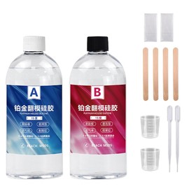 Kit de fabricación de moldes de silicona,2PCS silicona líquida súper elástica,Para hacer moldes,Peso neto 34 OZ, relación mezcla 1:1,Fácil de operar