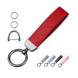 QBUC for Carbon Fibre Keychain for Women Men 360 Degree Rotatable Key Fob Keychain with Anti-Lost D-Ring