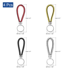 PATIKIL Braided Leather Keychain, 4 Pack PU Key Ring Woven Decoration Lanyard Strap for Bag Wallet, Multicolored