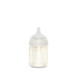Suavinex Bonhomia Glass Baby Bottle with SX PRO Silicone Nipple, Anti Colic Baby Bottles, Baby Bottles for Breastfed Babies, Slow Flow, 0mo, 4oz, Beige
