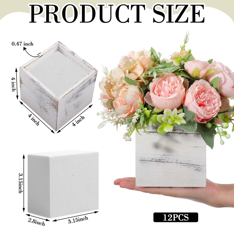 Suzile 12 Set 4 Inch Wooden Planter Box Flower Square