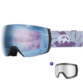 OutdoorMaster Ultra Ski Goggles Lens by ZEISS, OTG Snowboard Goggles Anti-fog Wide View, Magnetic Interchangeable Lens, Snow Goggles for Men & Women(FrozenBlue Vlt 18% + ClearLens)