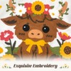 OECTVD Highland Cow Embroidered Throw Pillow Cover - 18x18 Outdoor