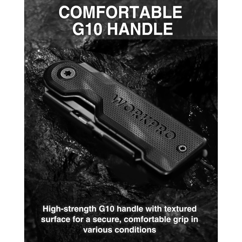 WORKPRO 3-Pack Folding Utility Knife Set, G10 Handle Box Cutter