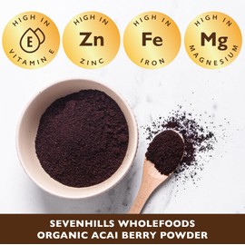 Sevenhills Wholefoods Organic Acai Berry Powder, Freeze-Dried, from Brazil 200g