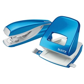 Esselte Leitz NeXXt 5008 Hole Punch and NeXXt 5502 Stapler Set Blue Metallic