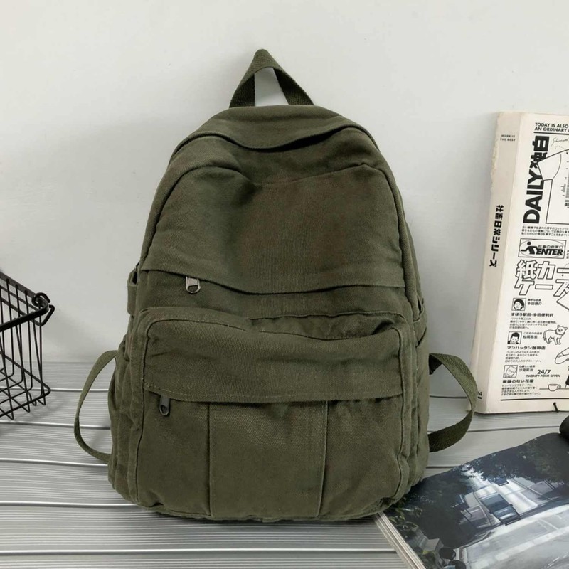 GAMLFL Military Green Canvas Backpack for Women & Men Retro