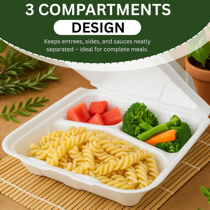 Concession Essentials- Foam Containers 3 Compartment / 9" x 9"