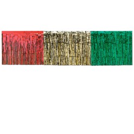 Pkgd 1-Ply FR Metallic Table Skirting (red, gold, green) Party Accessory  (1 count) (1/Pkg)