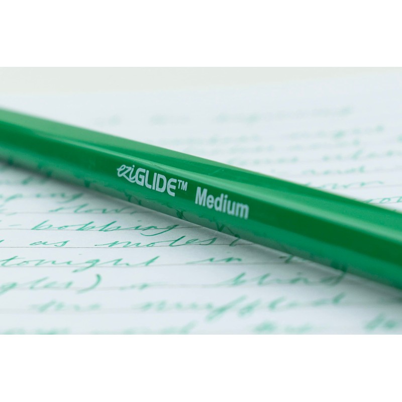 Eziglide Ballpoint Green Pen, Pack of 10 Ballpoint Pens, Smooth