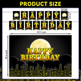 Cartoon Birthday Party Supplies, Superhero Cityscape Theme Decorations & Tableware Set, Includes Banner, Backdrop, Balloons, Plates and More, for Kids Boys Teens Men Party Supplies (Serves 20 Guests)
