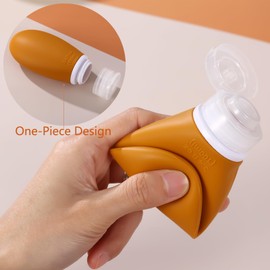 Leak Proof Silicone Travel Bottles,4 Pack 3.4oz Liquid Squeezable Refillable Portable Accessories/Cosmetic Containers,BPA Free,Travel Size Bottles for Toiletries Shampoo Conditioner Lotion(Brown)