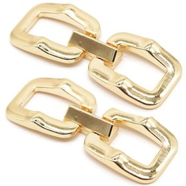Jacob Bicerri Metal Shoe Buckle - 2.6 Inch (66mm) - 2 Pcs - Gold Metal Shoe Buckle Shoelace Clips Metal Hinged Equestrian Buckles For Craft & Sewing Project BG1702