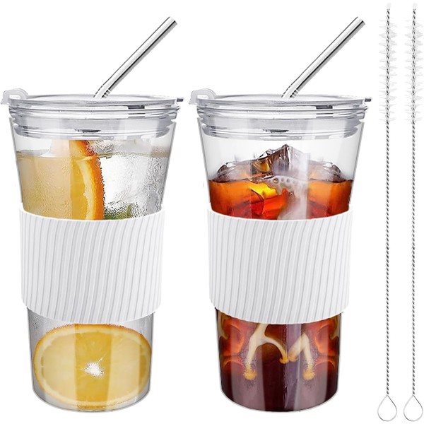 Kftamoetly 2 pcs Iced Coffee Cups with Lids, 16 oz