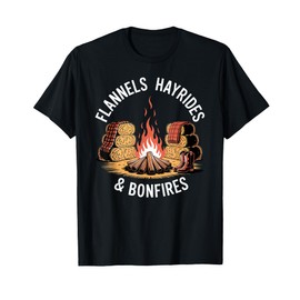 Flannels Hayrides Bonfires Fall Rustic Country Fall T-Shirt