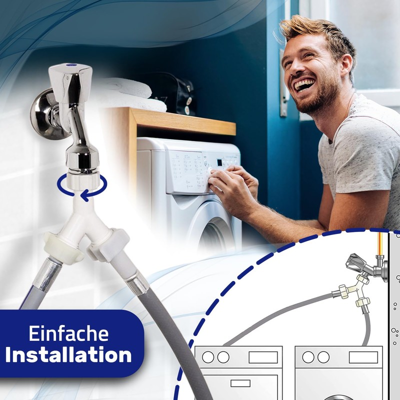 Monteral Double Water Connection Distributor for Washing Machine and Dishwasher,