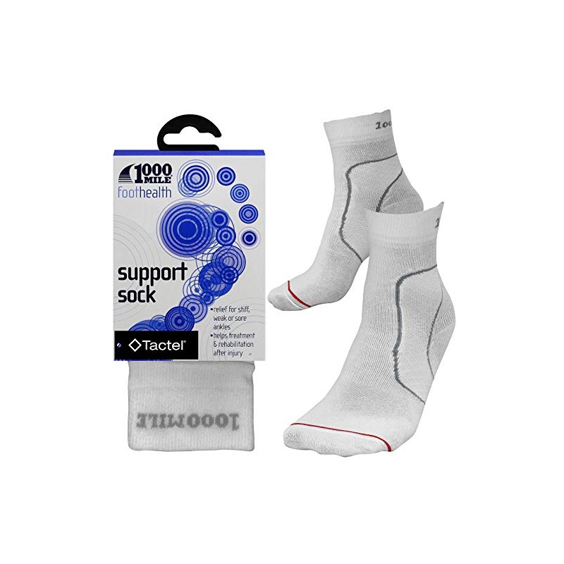 1000 Mile Tactel Mens White Foot Ankle Support Compression Tactel