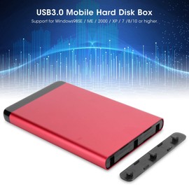 USB External Hard Drive Enclosure,Mobile Hard Disk Box USB3.0 Portable 2.5in SSD/HDD SATA Aluminum Alloy Enclosure 8TB(red)