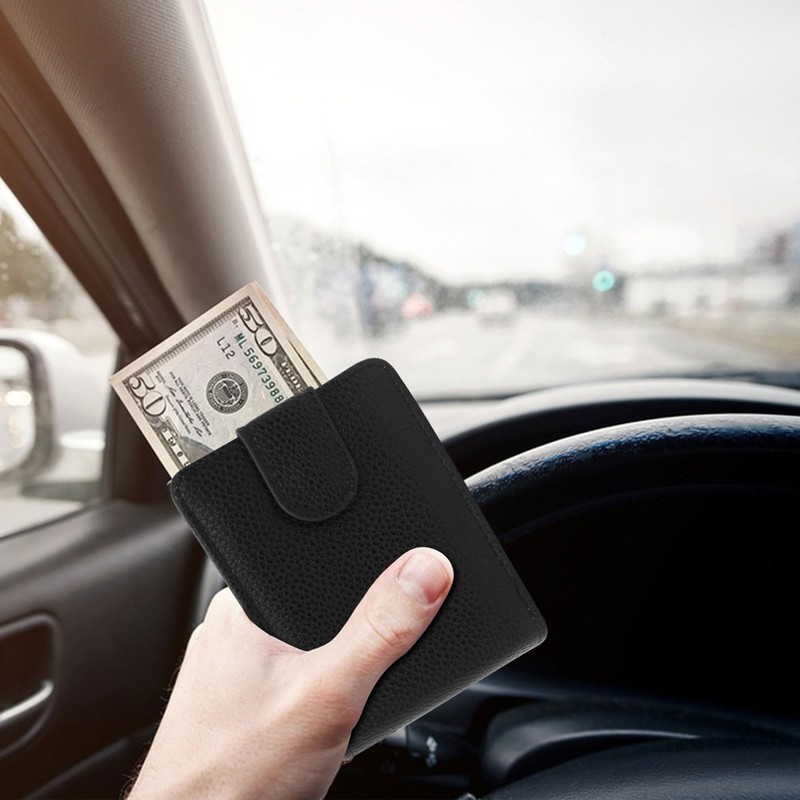 AfitLulu Men's Faux Leather Driving License Wallet with 4 Transparent