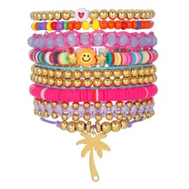 jokcde Friendship Bracelets for Women - Braid Clay Beaded Stackable Stretch Bracelet Set Best Friends Gifts Beach Summer Jewelry (A)