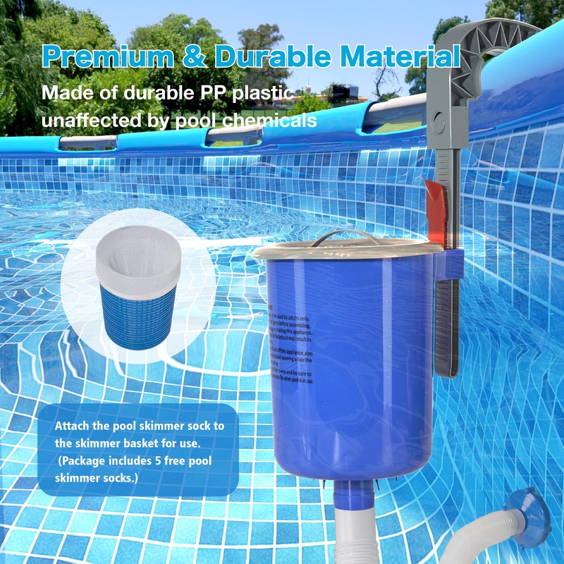 MUWOOB Above Ground Pool Skimmer with 5 Pool Skimmer Socks,
