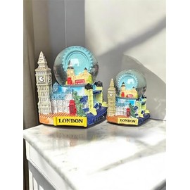 London Souvenirs Snow Globe with British Landmarks, Big Ben Tower Bridge London Eye, Snowstorm Effect, 2 Sizes Large and Small (large)