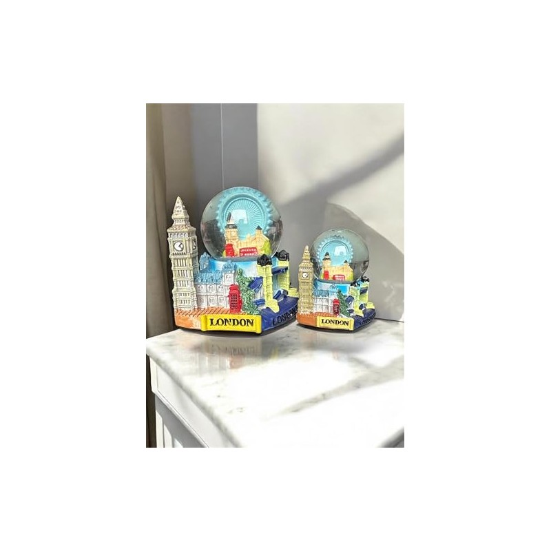 London Souvenirs Snow Globe with British Landmarks, Big Ben Tower