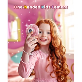 TEKFUN Kids Camera Toy for Girls - Birthday Gifts with Magic Wand Design - Digital Video Camera for Kids with 32GB SD Card - Easter Basket Essentials for Little Girl 2 3 4 5 6 Year Olds (Pink)