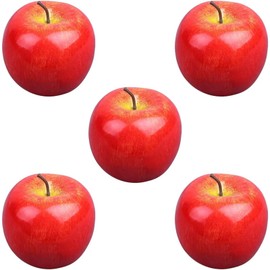 YUWENW Food Sample Apples 5pcs Fruit Fruit Fruit Lifelike Artificial Fruit Full Size Realistic Fake Fruit Figurine Model Display Interior Replica New Year Wedding Christmas Birthday Room Decoration