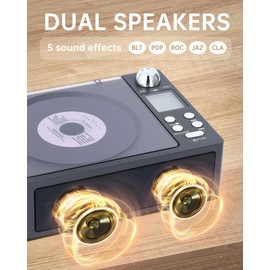SFOOEOJ CD Player Portable with Bluetooth and Speakers: Rechargeable 4000mAh Battery, Bluetooth 5.3 Transmitter & Receiver, FM Radio, USB/TF/AUX, Optical Out, A-B Repeat - Home Audio Music Player
