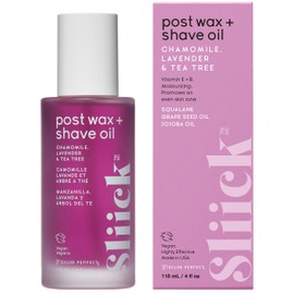Sliick Post Wax + Shave Oil – Soothing After Shave Oil with Chamomile, Lavender & Tea Tree for Razor Bumps, Ingrown Hair & Redness, After Waxing & Shaving Treatment, 4 fl oz
