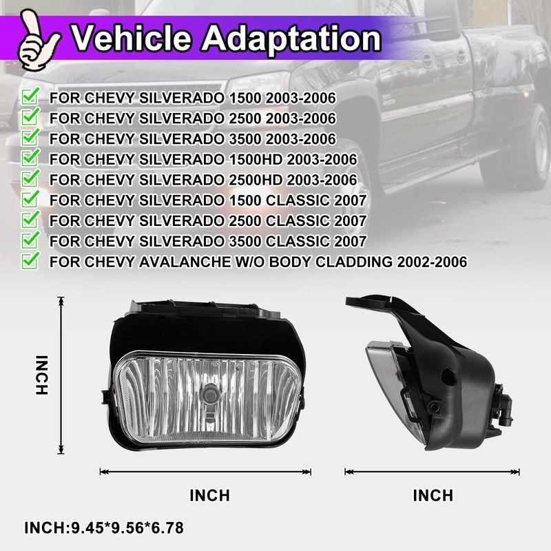 Nixon Offroad Fog Lights Assembly for 2003-2006 Chevy Silverado 1500/2500/