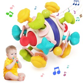 BelleStyle Greifball Baby Spielzeug, Beißspielzeug Sensorische Montessori Spielzeug Baby, Beißring Rassel Babyspielzeug aus Silikon Babyrassel Motorikspielzeug Geschenk für Babys 3 6 9 12 Monaten