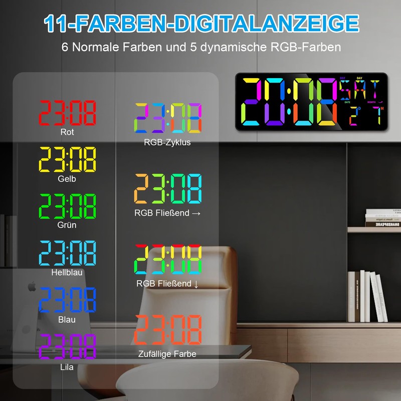 SZELAM Digital Wall Clock with Large Display, 13.6 Inch Large
