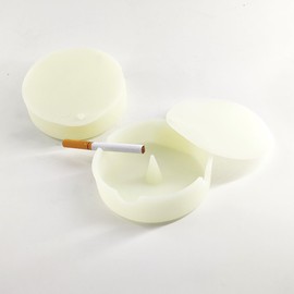 Silicon Ashtray With Coaster Lid, 4 Inch Diameter, For Indoor or Outdoor, 2 Sets Ashtrays With Removable Coaster Lid
