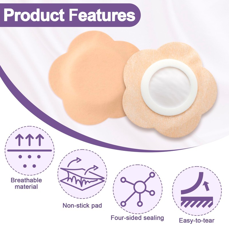 50pcs Disposable Castor Oil Packs, Flower Style, Skin Color