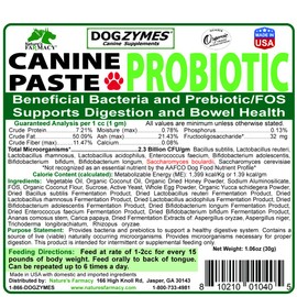 Dogzymes Canine Probiotic Paste Beneficial Bacteria-Enzyme 2.3 Billion CFU/gm Saccharomyces boulardii Organic Dried Honey Powder (30 Gram)