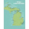 Best Maps Ever Michigan Lighthouses Checklist 18x24 Poster (Green &