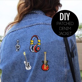 Woohome 23 PCS Music Style Patches Stickers, Guitar Note Earphone Iron on Patches Sew on Patches for Clothes Dress Pants Hats Jeans, Sewing Flowers Applique DIY Accessory