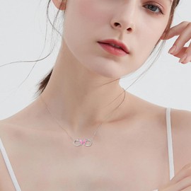 SLIACETE 925 Sterling Silver Butterfly Necklace for Women Opal Butterfly Infinity Necklace Butterfly Jewellery Gifts for Mother Daughter Wife Girlfriend, Sterling Silver, Opal