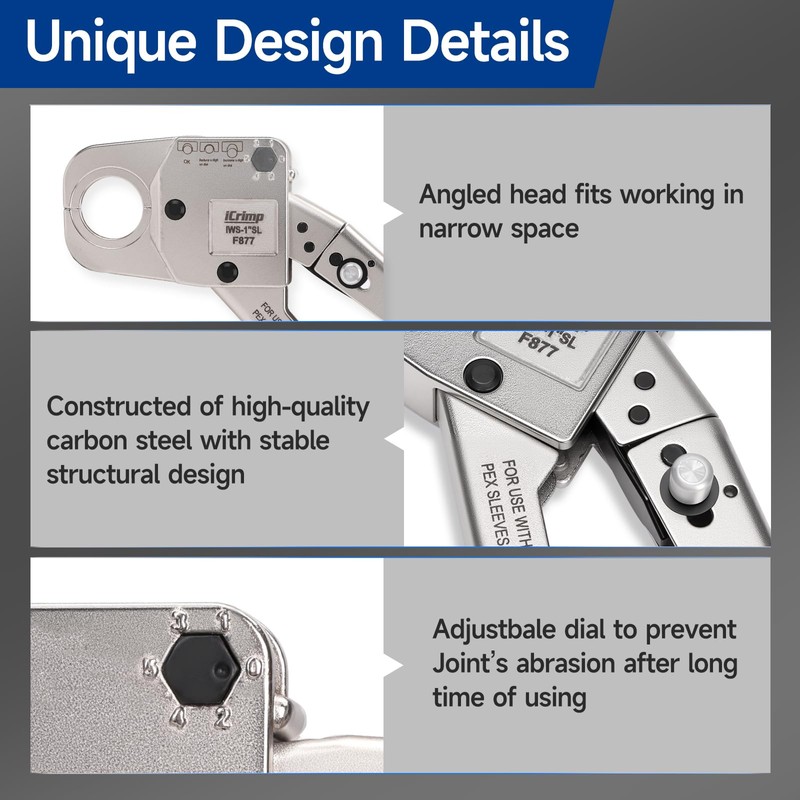 iCrimp Stainless Steel Pressing Sleeves Crimping Tool for PEX Pipe