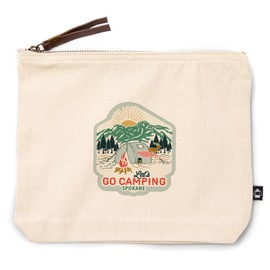 Lantern Press Spokane, Washington, Let's Go Camping, Tent, 100% Cotton Zipper Pouch, Travel Accessory, Go Bag