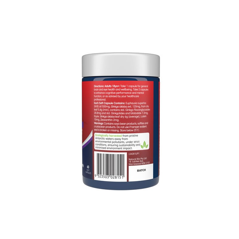 Bioglan Red Krill Oil Active Brain & Eyes 60 Capsules